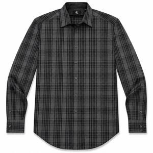 Calvin Klein Black Gray Plaid Long Sleeve Button-Up Shirt